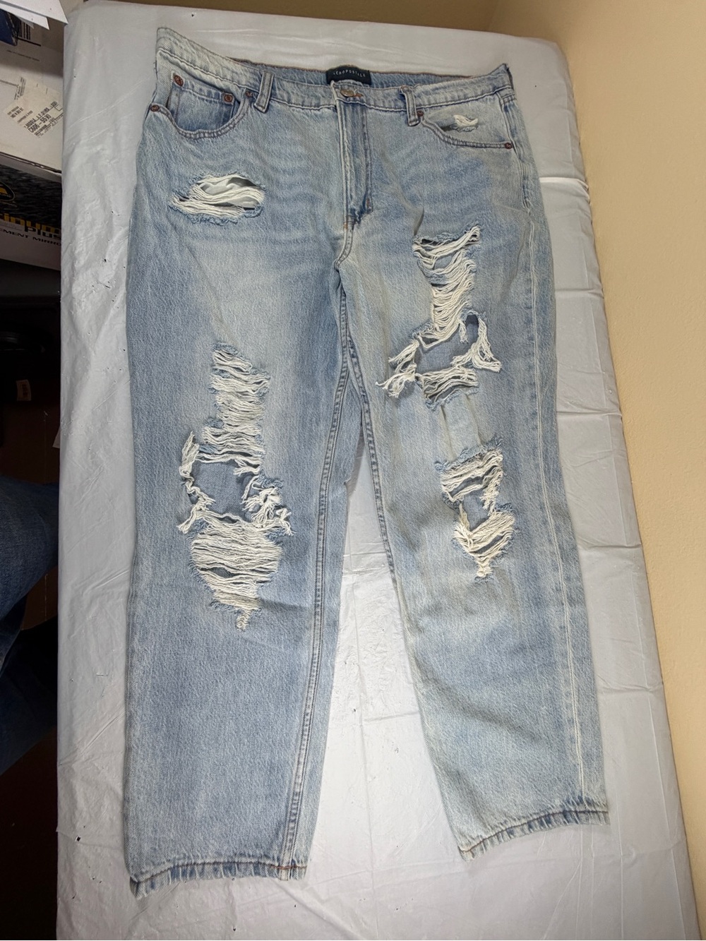 Aeropostale Light Wash Distressed Boyfriend Jeans
